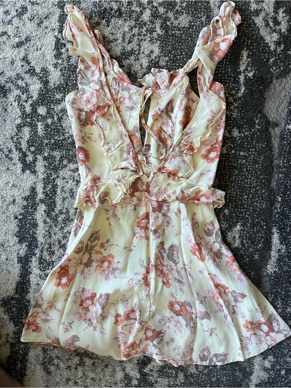 Flynn Skye Cream Floral Mini Dress with Pink-Brown Blooms - Picture 2 of 2